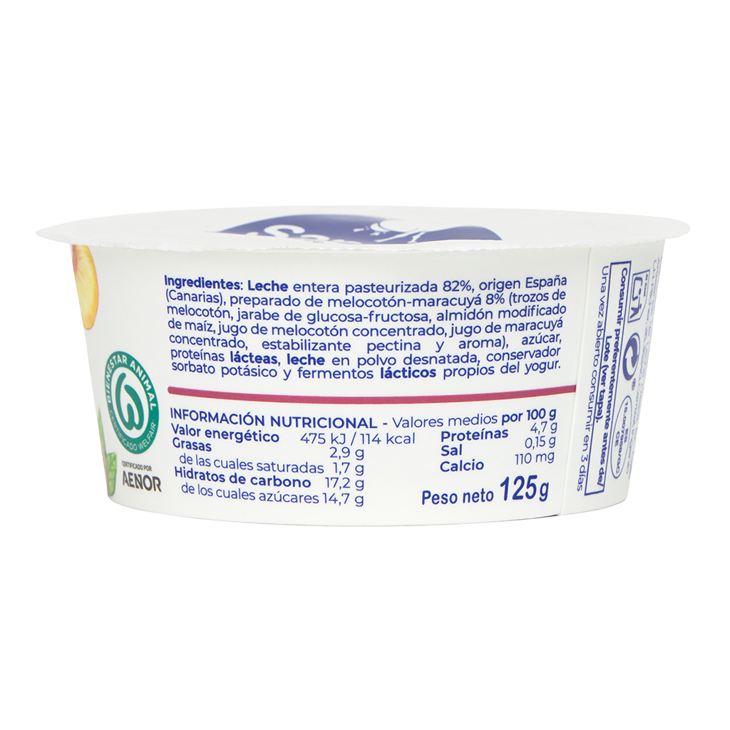 Pack Yogur de Melocotón-Maracuyá 125g (4 unidades)