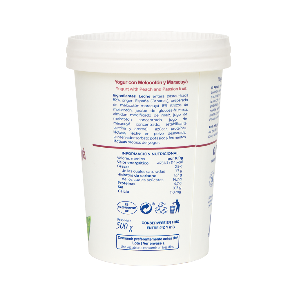 Yogur de Melocotón y Maracuyá 500g