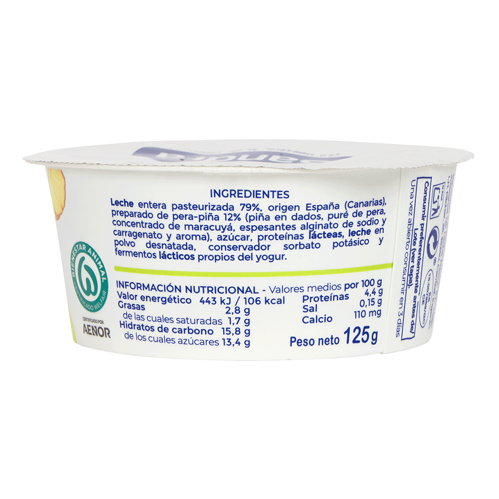 Pack Yogur de Pera y Piña 125g (4 unidades)